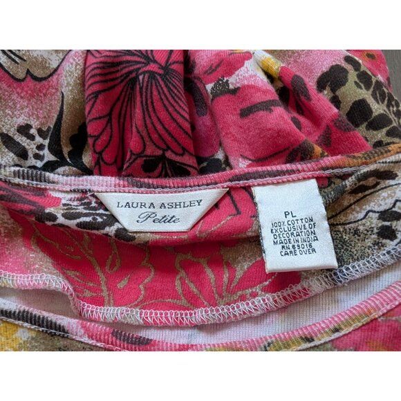 Laura Ashley Petite Floral & Leopard Print Long Sleeve Top Cotton PL - Picture 3 of 6